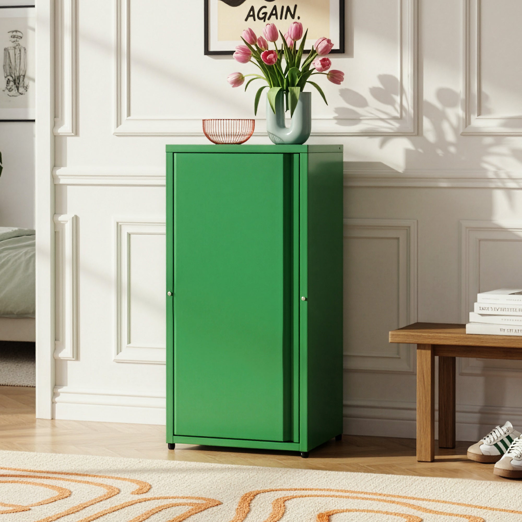 Armoire métallique Burlöv acier 88 x 40 x 35 cm vert pomme [en.casa] - 4