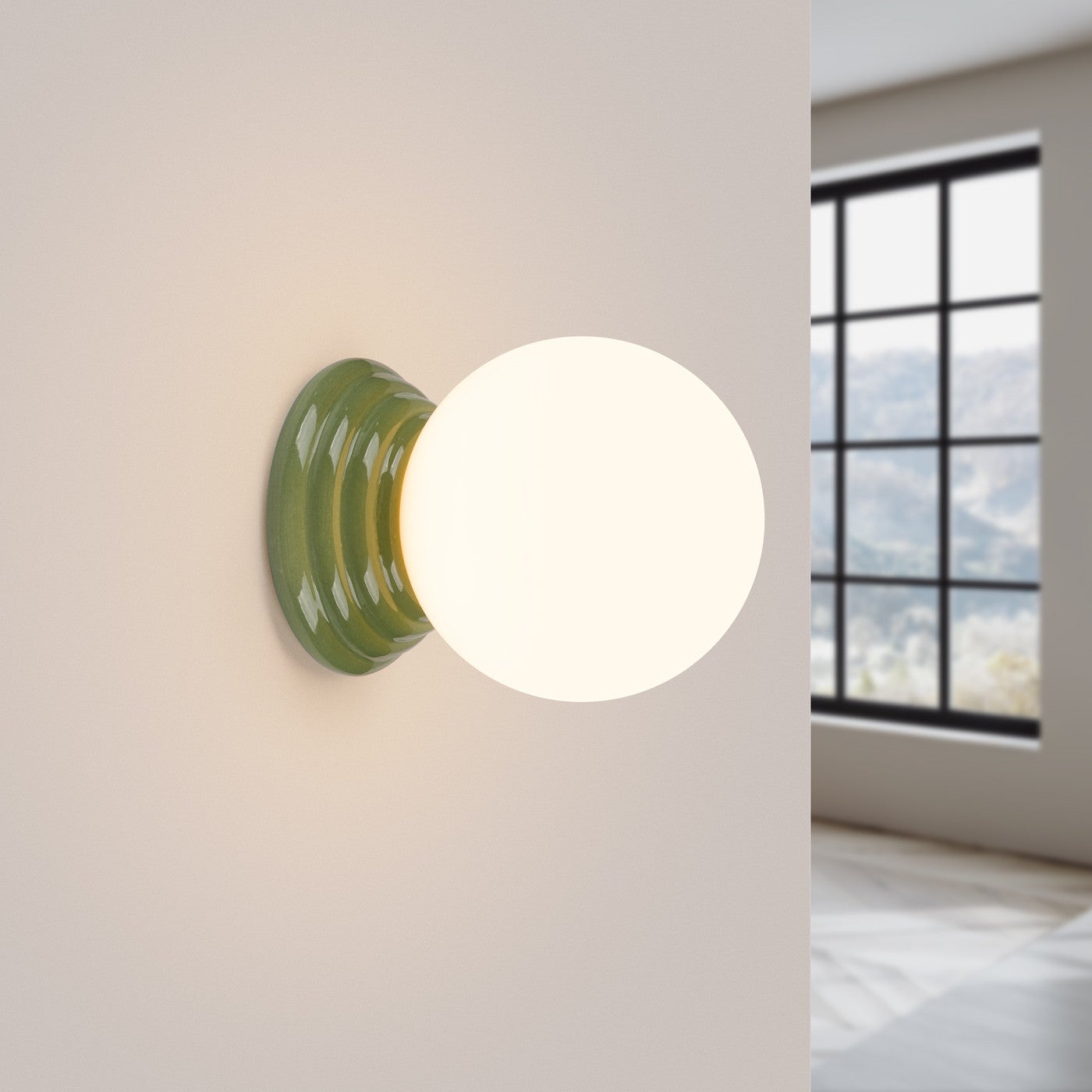 Kinkiet ścienny ceramiczny szkliwiony ZORI zielony oliwkowy 1xG9x15W ceramika / gips wym:12x12x16cm IP44 Sollux Lighting - 4