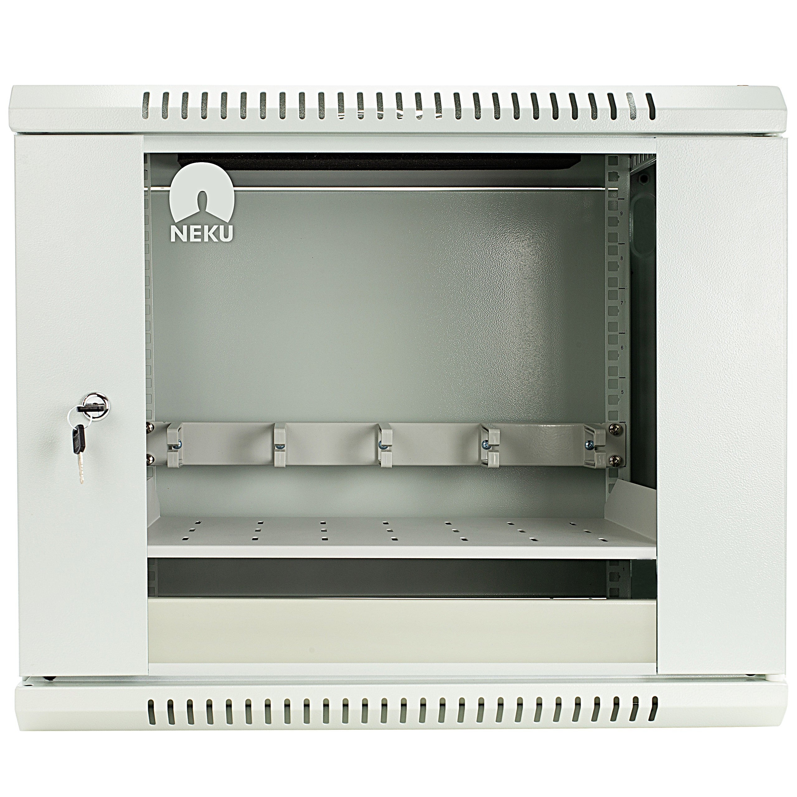 NEKU Szafa Wisząca RACK 19" 9U 450mm Rackowa Serwerowa Drzwi Szklane SZARA