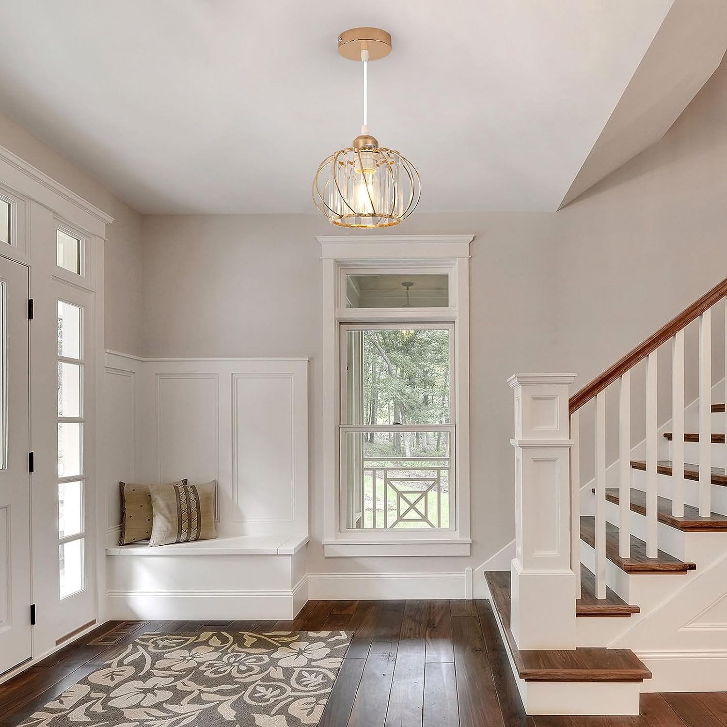 GOECO Suspension en Cristal Moderne Sphérique Lustre E27 Base Pour salon chambre à coucher salle à manger Bar Café Or (Ampoule non incluse) - 3