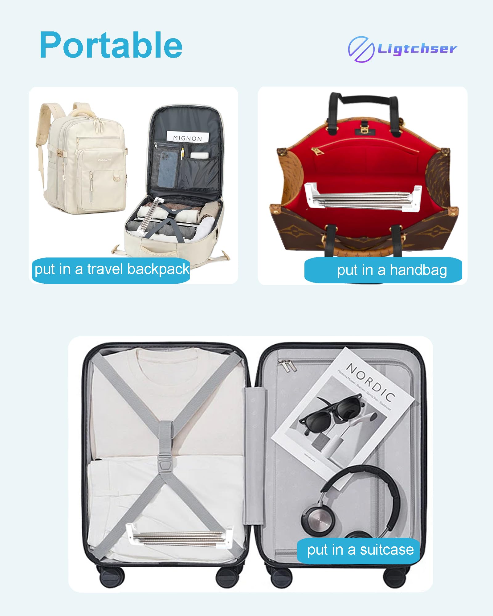 Portant à vêtements portable de voyage pliable Mini étendoir à vêtements pliable pour danser, voyager, camper - 3