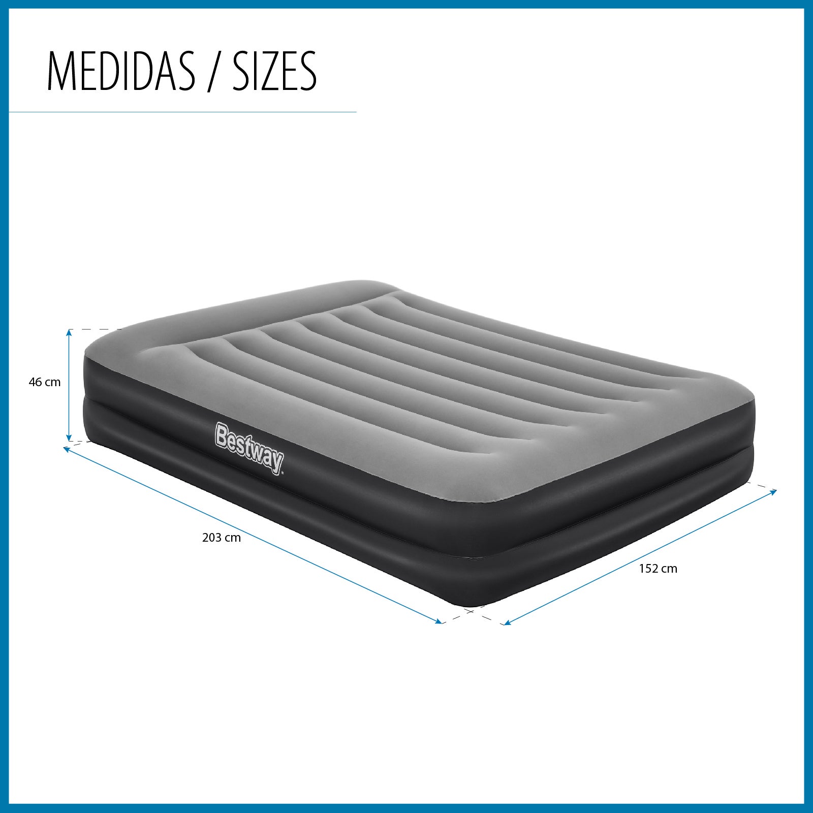 Bestway Matelas gonflable 2 personnes 203 x 152 x 46 cm avec pompe électrique intégrée coloris noir - 9