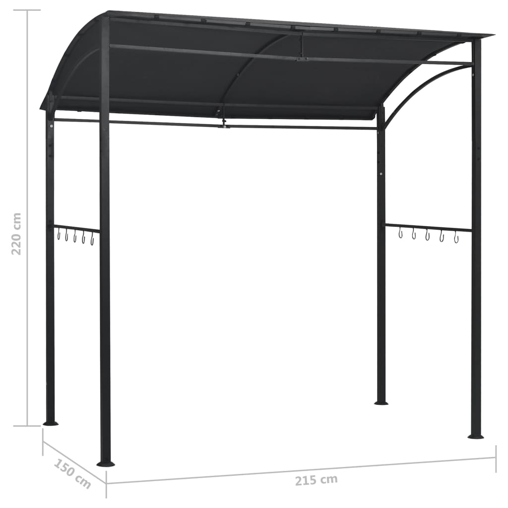 The Living Store - Belvédère de barbecue 215x150x220 cm Anthracite Acier - 7