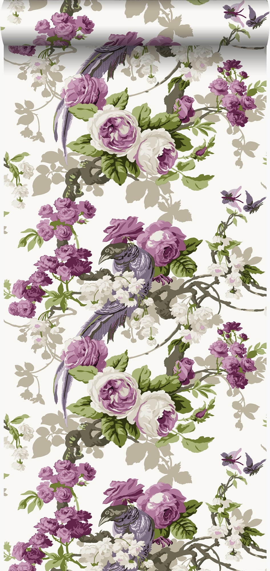 Tapeta rajskie ptaki fioletowym - 53 cm x 10.05 m - ORIGIN