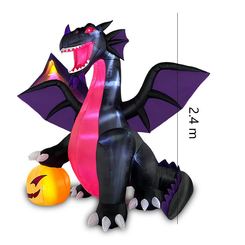 Gonfiabile Gigante A Forma Di Ragno Con Luci LED - Nero/Viola, Decorazione Per Halloween Per Esterni E Interni, 142x249x50 Cm
