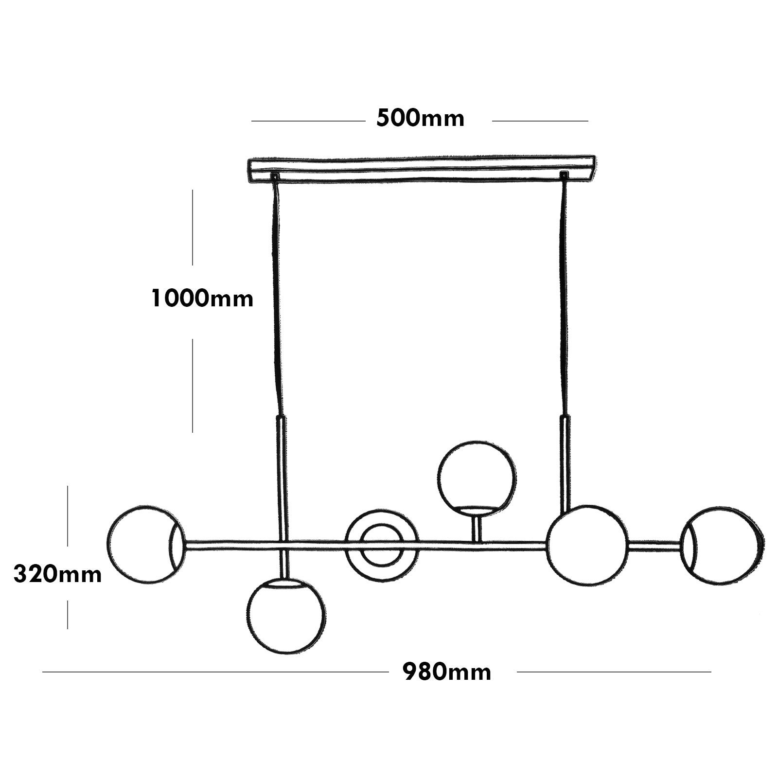 Plafonnier suspendu avec 6 boules Lampe décorative Bronze pour salon Cuisine Douille G9 - 4