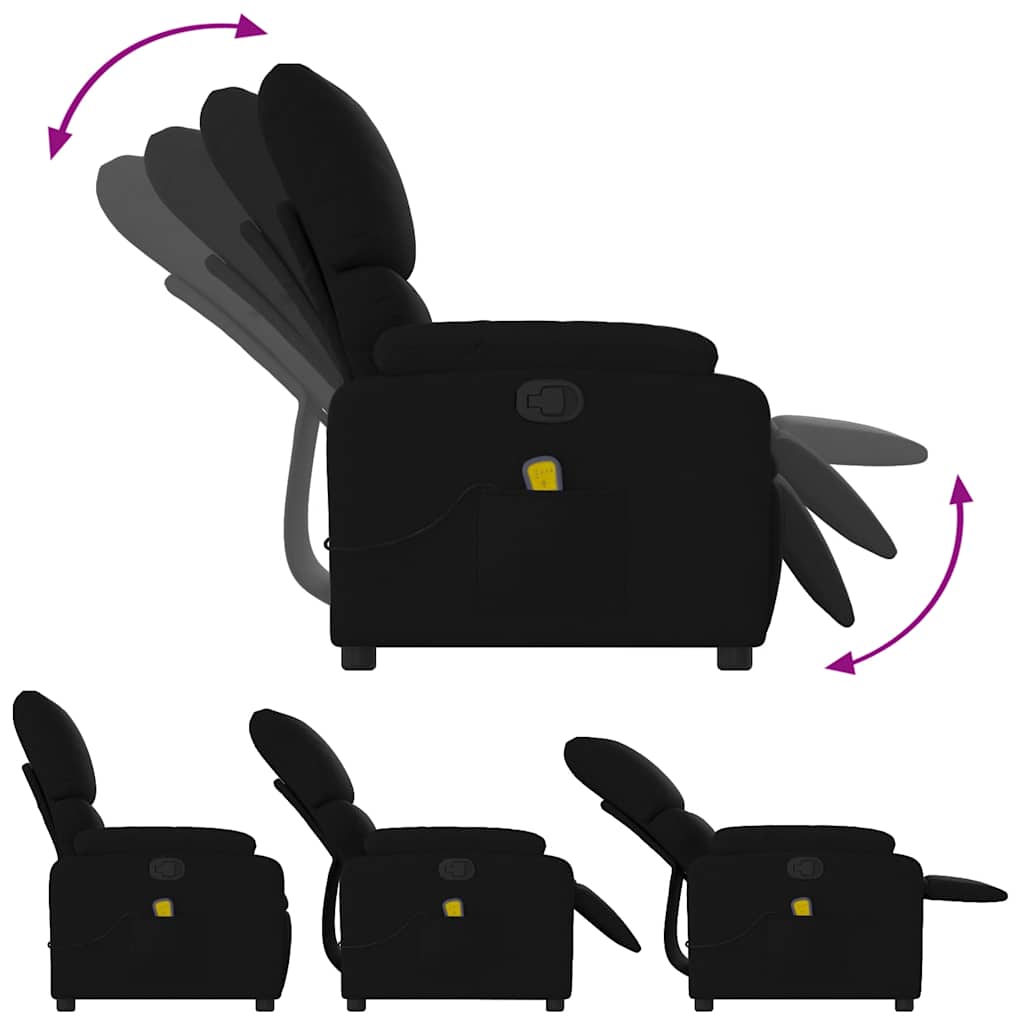 Fauteuil de massage inclinable en tissu noir - 8
