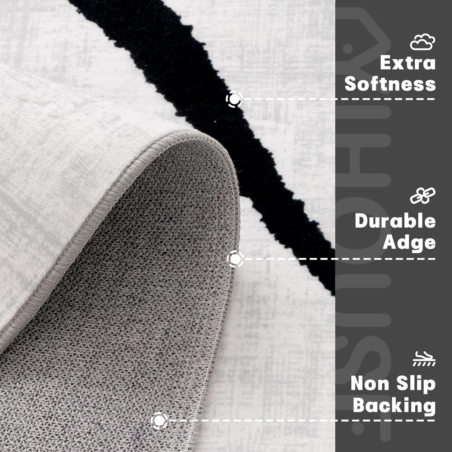 Tapis à motifs géométriques 120*200 cm - tapis lavable pour salon et chambre, grand tapis moderne ultra-fin antidérapant, décoration d'intérieur - 3