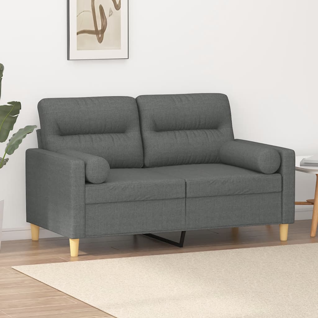 Maison exclusive - sofá de 2 plazas con cojines tela gris oscuro 120 cm