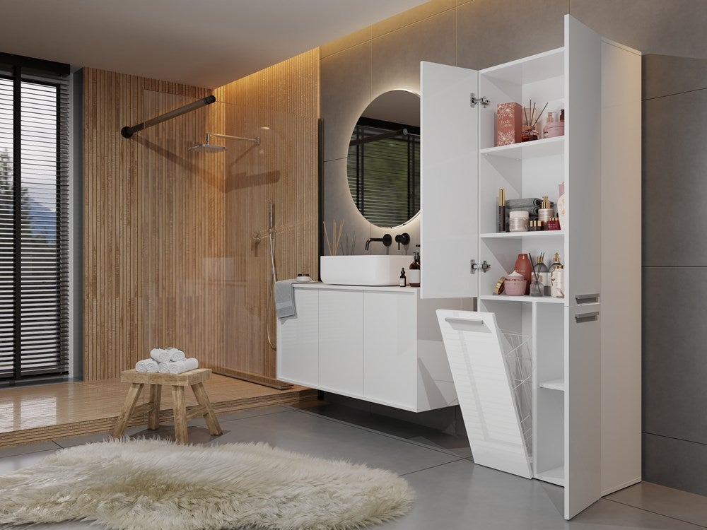 RORY | Mobile da bagno con cestone | Maniglie minimaliste | Dimensioni: 174x60x30 | colonna di archiviazione - 5