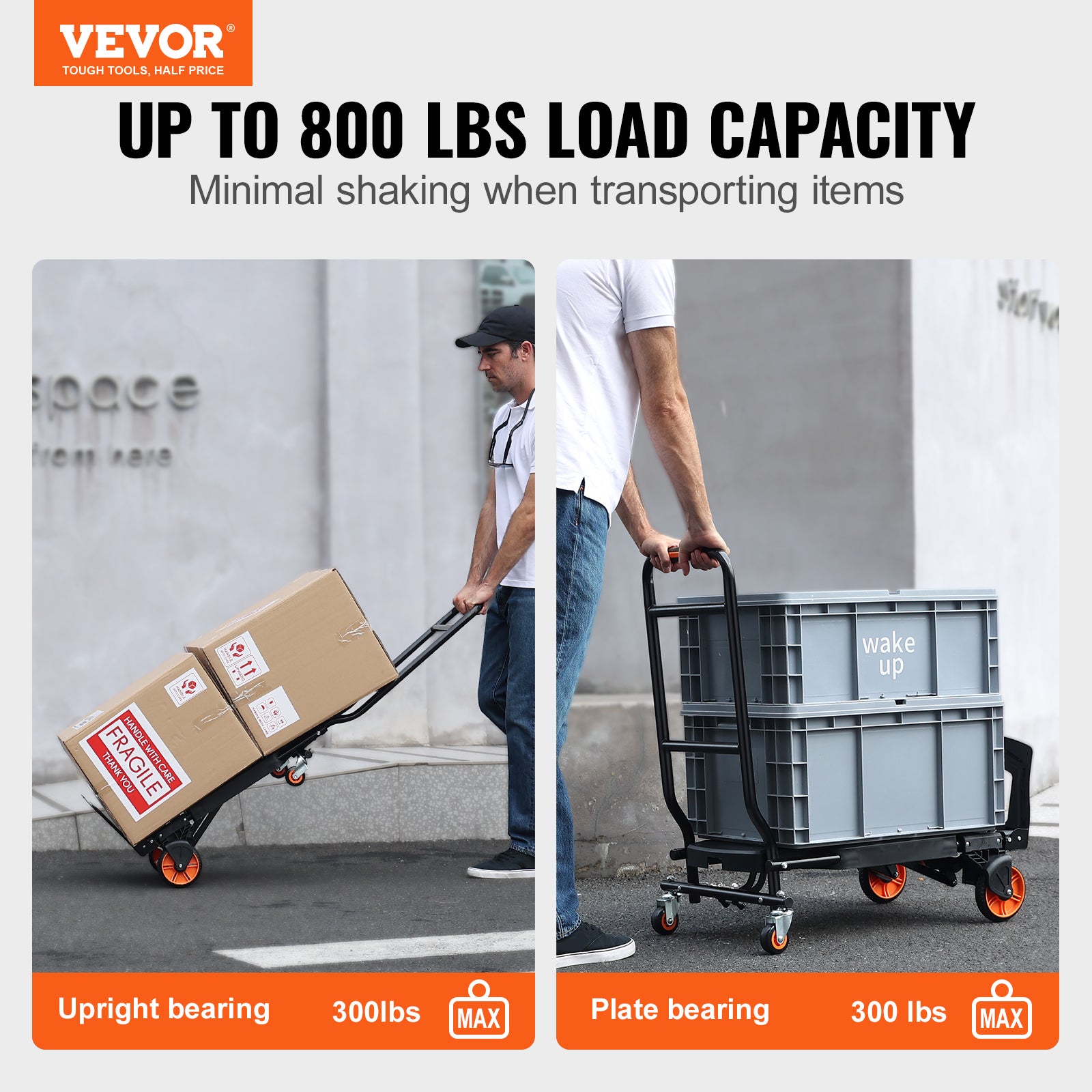 VEVOR Carrello a Mano Pieghevole in Alluminio, Carrello Portacarichi Max. 136kg, Piattaforma Ruote per Trasporto di Merci da Magazzino - 2