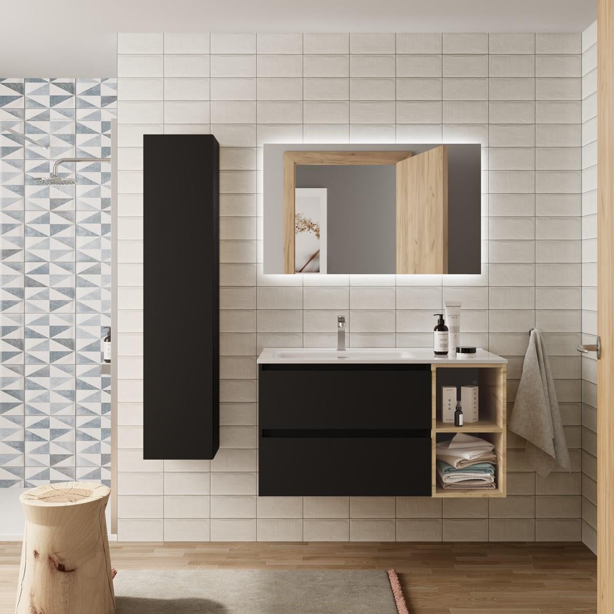 Meuble Avec Lavabo En PVC Blanc 90x65x39cm - Mobile, Pour Extérieur Ou Endroits Humides, Cuve En Résine Résistante Aux Acides - 4