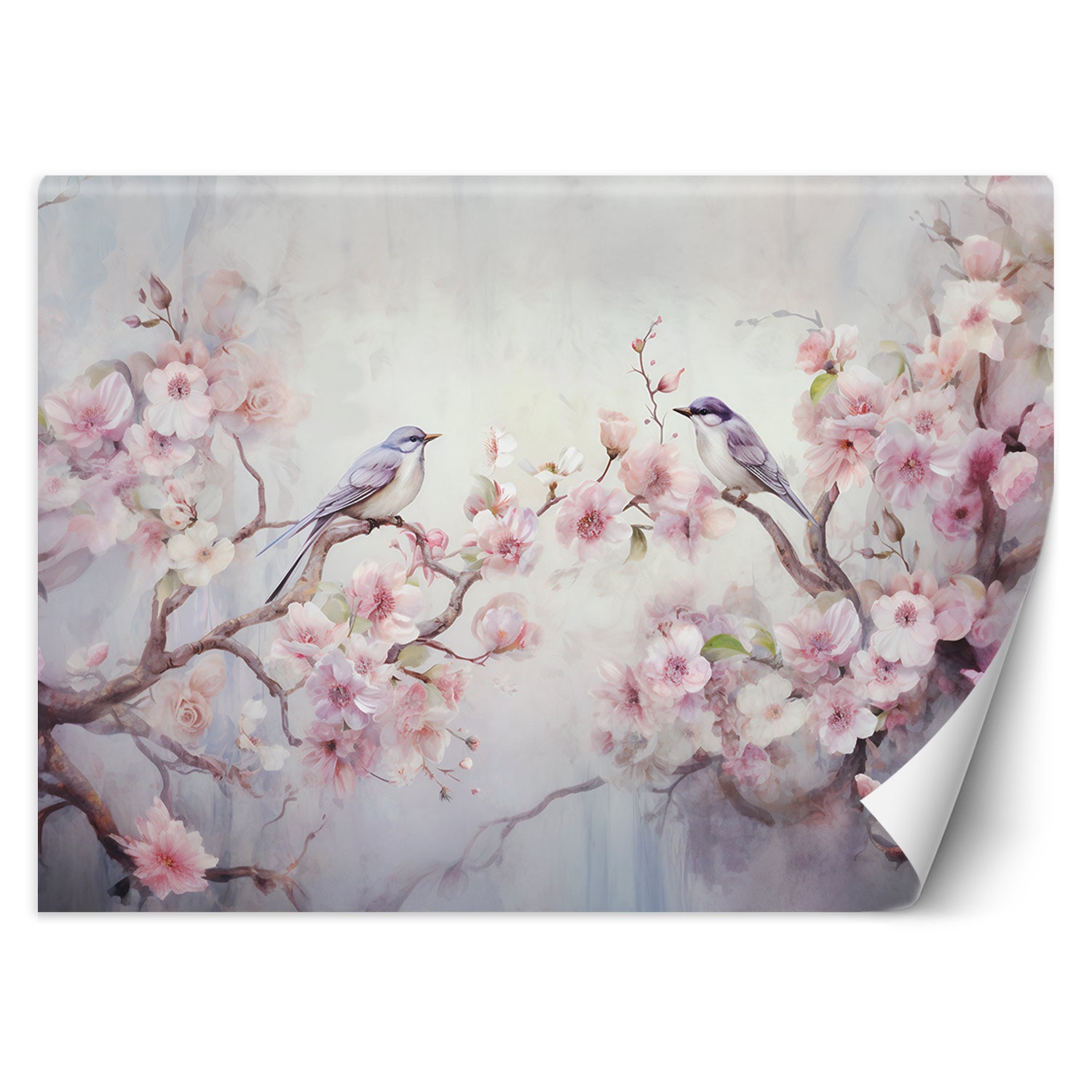 Fototapeta, Ptaki i kwiaty Shabby Chic 250x175