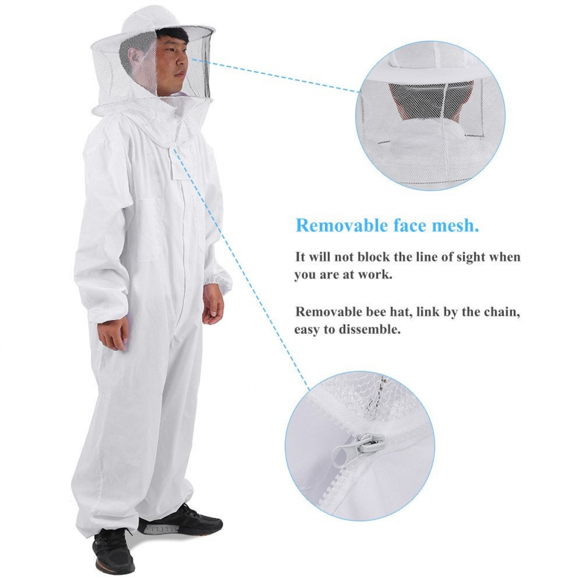 Roupa de apicultura para homens e mulheres, fato de apicultura profissional, fato de apicultor com - 4
