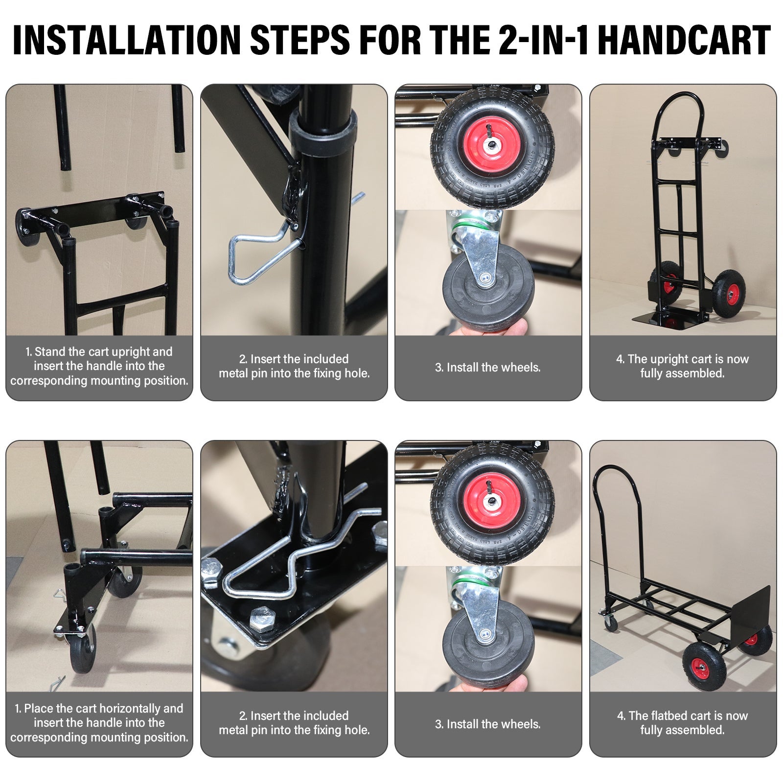 TEENO Chariot Pliable 2 en 1 Multifonction, Chariot à Plateforme,Capacité de Charge de 250 kg - 4