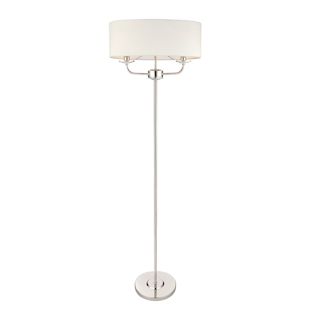 Lampa stojąca z abażurem NIXON niklowana biała 2xE14x40W metal wym:157x52x52cm IP20 Endon