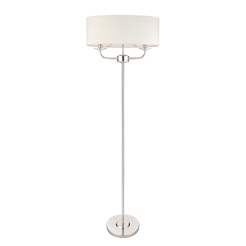 Lampa stojąca z abażurem NIXON niklowana biała 2xE14x40W metal wym:157x52x52cm IP20 Endon