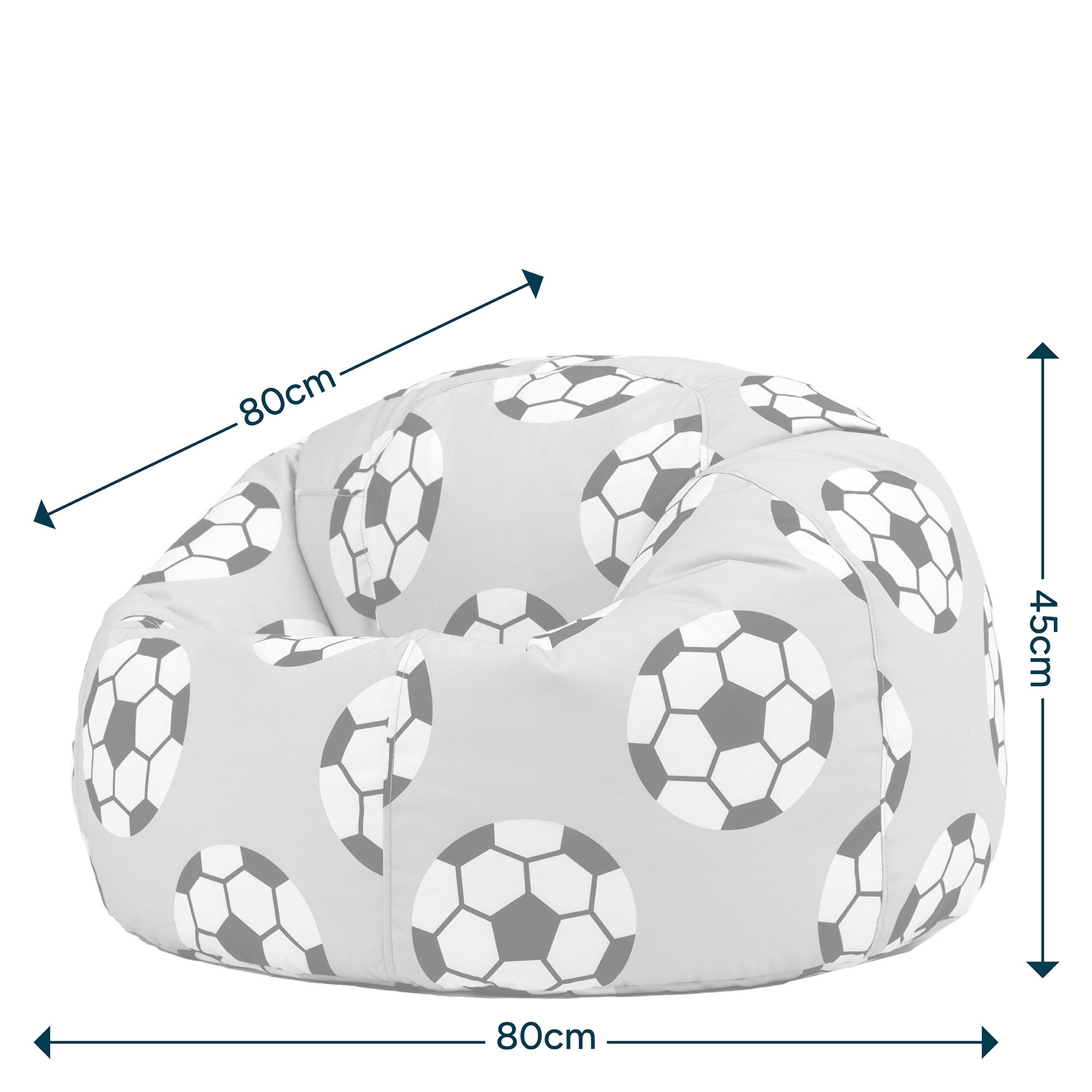 Pouf fauteuil classique large enfant intérieur extérieur à imprimé football, chambre, salon, jardin, 80x80cm Oeko-Tex® - 7
