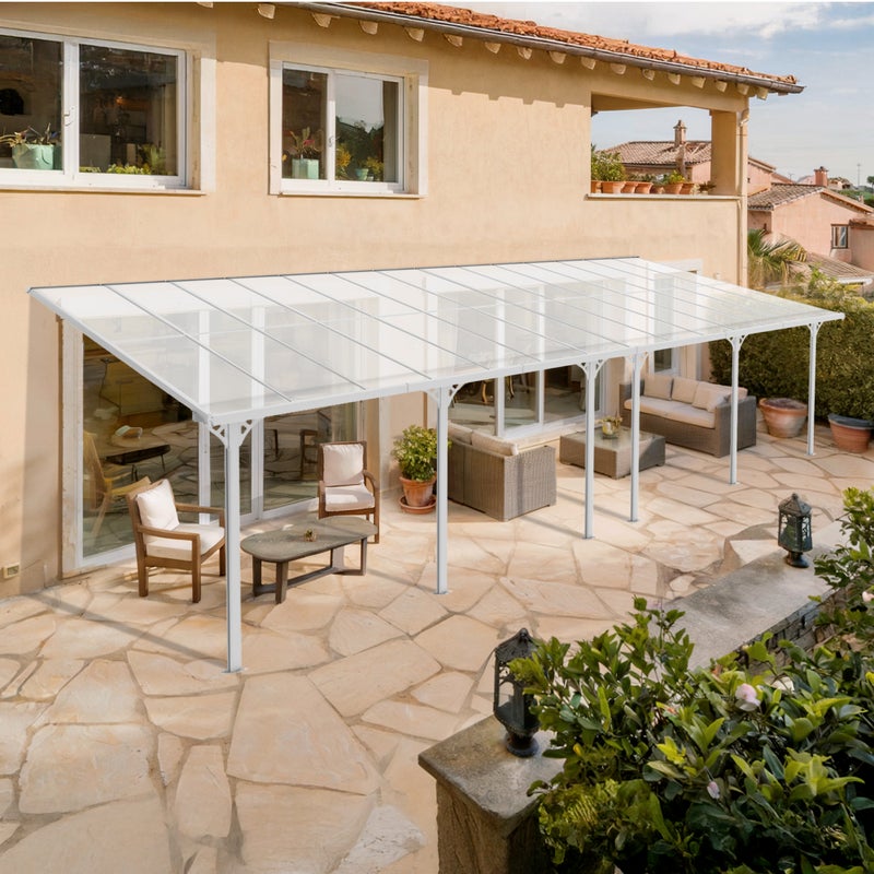 Dołączona pergola/wiata 27m² KLEO 900L300 aluminium Biały