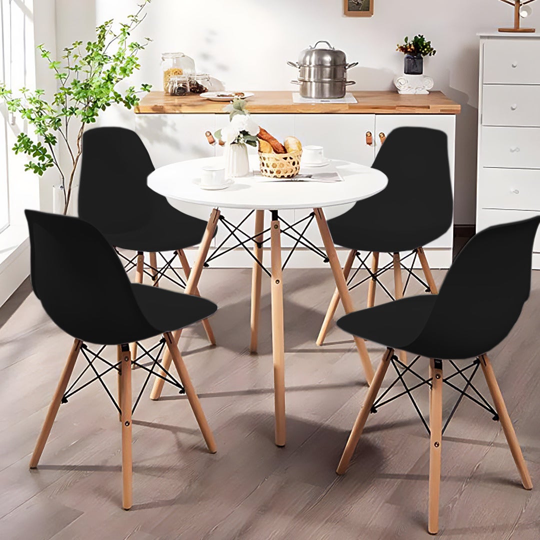 BUYBUY Sedia GENOVA in PP con piedi in legno di faggio e metallo Nera GEN001B - 5