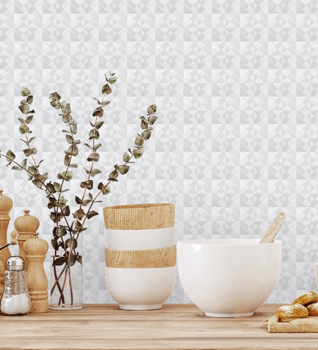 Papel pintado vinílico lavable ligeramente metalizado con textura en relieve - claxton tiles 680966 de gaulan - rollo de 10 m x 1,06 m