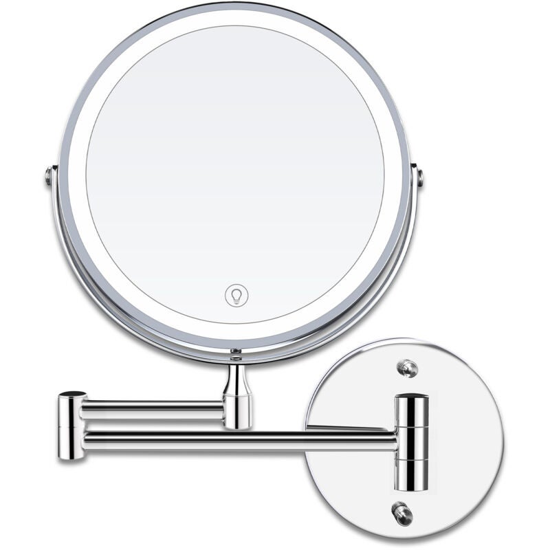 Miroir Grossissant Lumineux MOMOKUBA 1X/30X – 3 Couleurs LED, Rotatif 360°, Hauteur Réglable – Maquillage Parfait !
