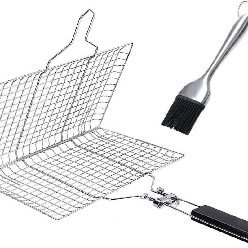 Kosz do grillowania ruszt do grillowania kosz na ryby grillowania ruszt grillowania stali nierdzewnej uchwytem przenośny stojak grillowania zewnątrz