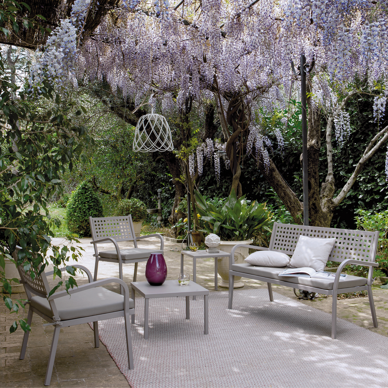 Fauteuil bas en métal 2 pièces 