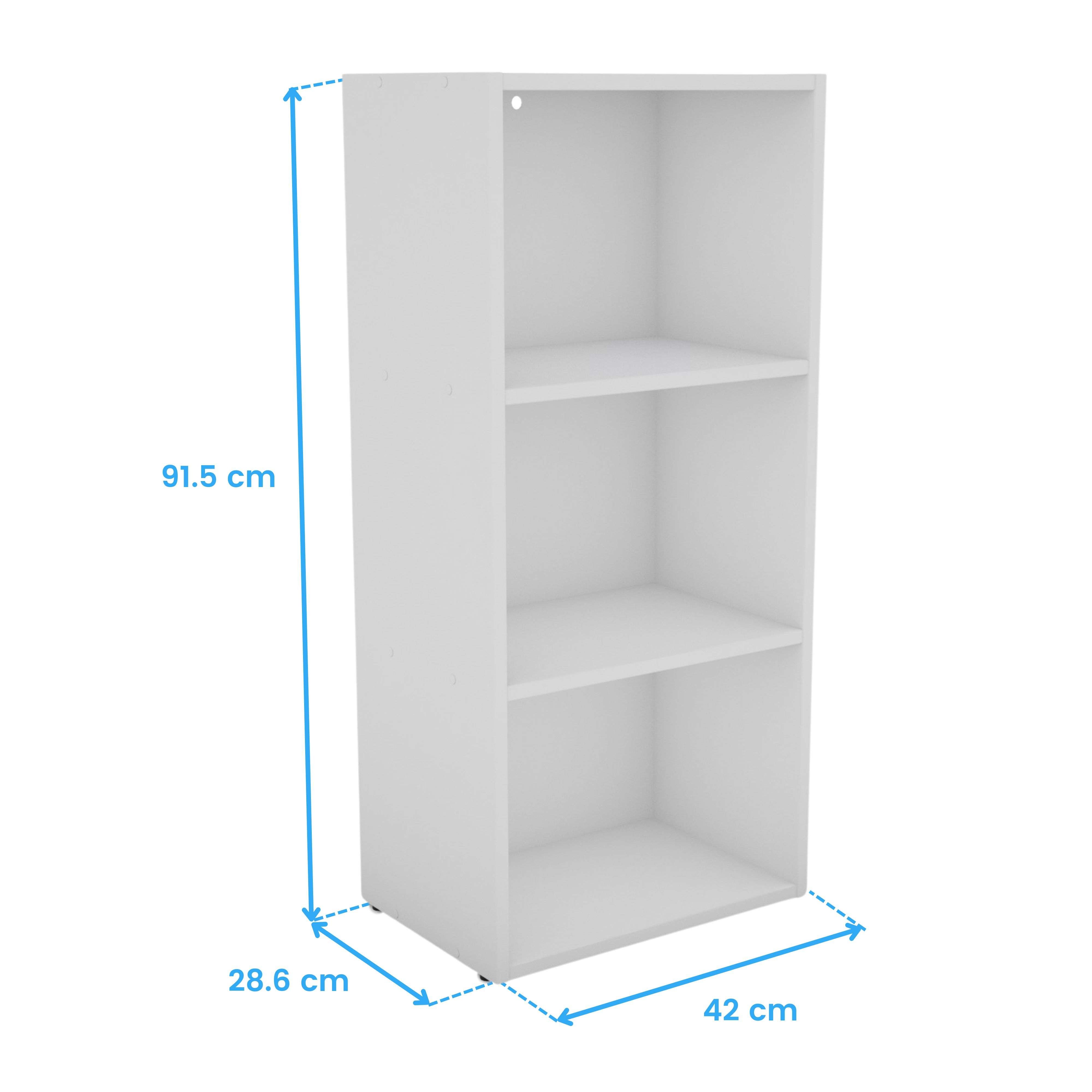 Estantería Baja 3 Niveles Salón, Almacenamiento de Comedor Plea Blanco Mate 42x92x29 cm - 5