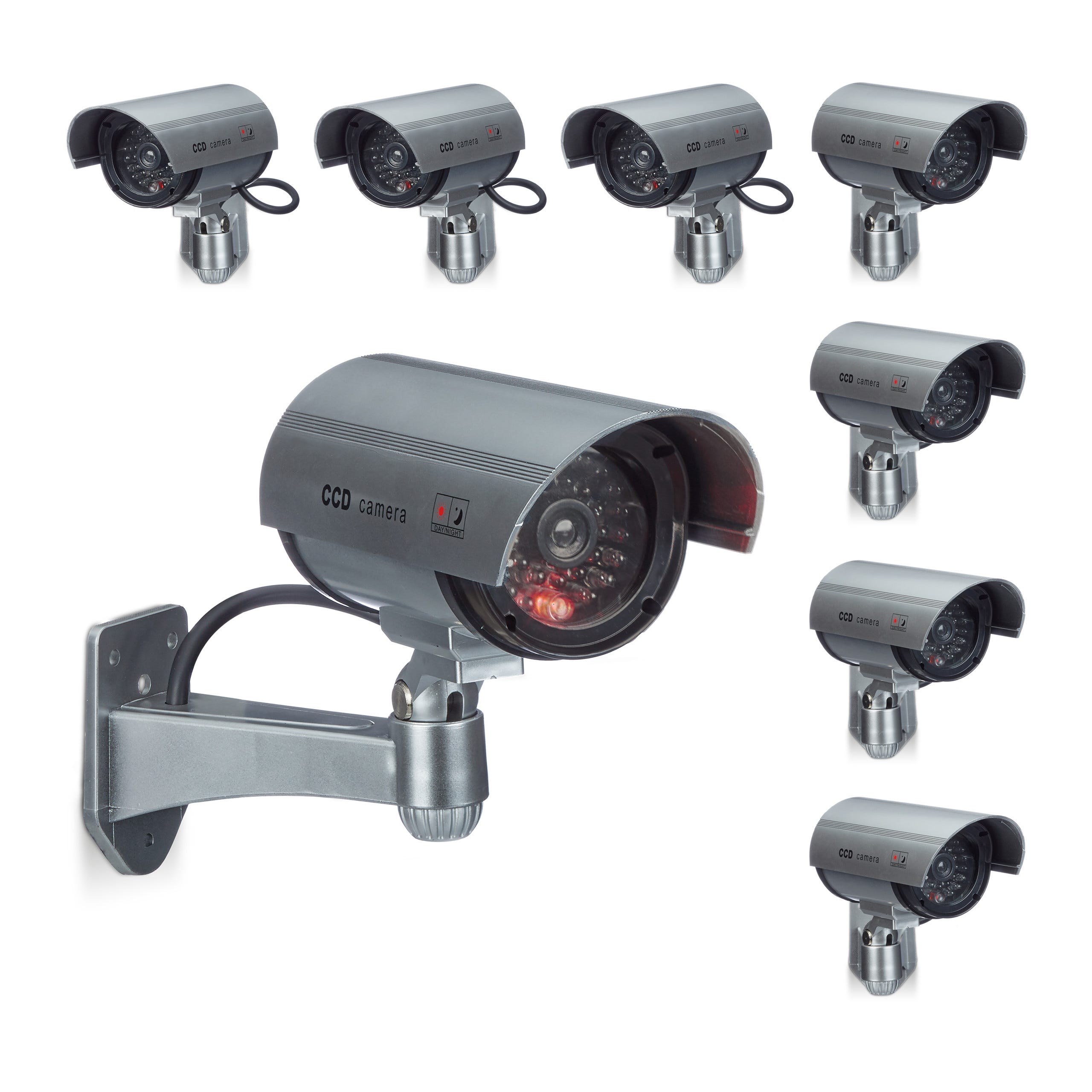 Lot De 2 Fausses Caméras De Surveillance Avec LED Rouge - Intérieur Extérieur, Dissuasion Cambrioleurs
