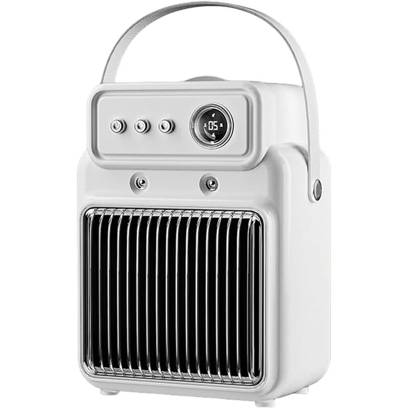 Cichy grzejnik biurkowy, zabezpieczenie przed przegrzaniem, nawilżanie powietrza w pomieszczeniu, wentylator wewnętrzny, biały