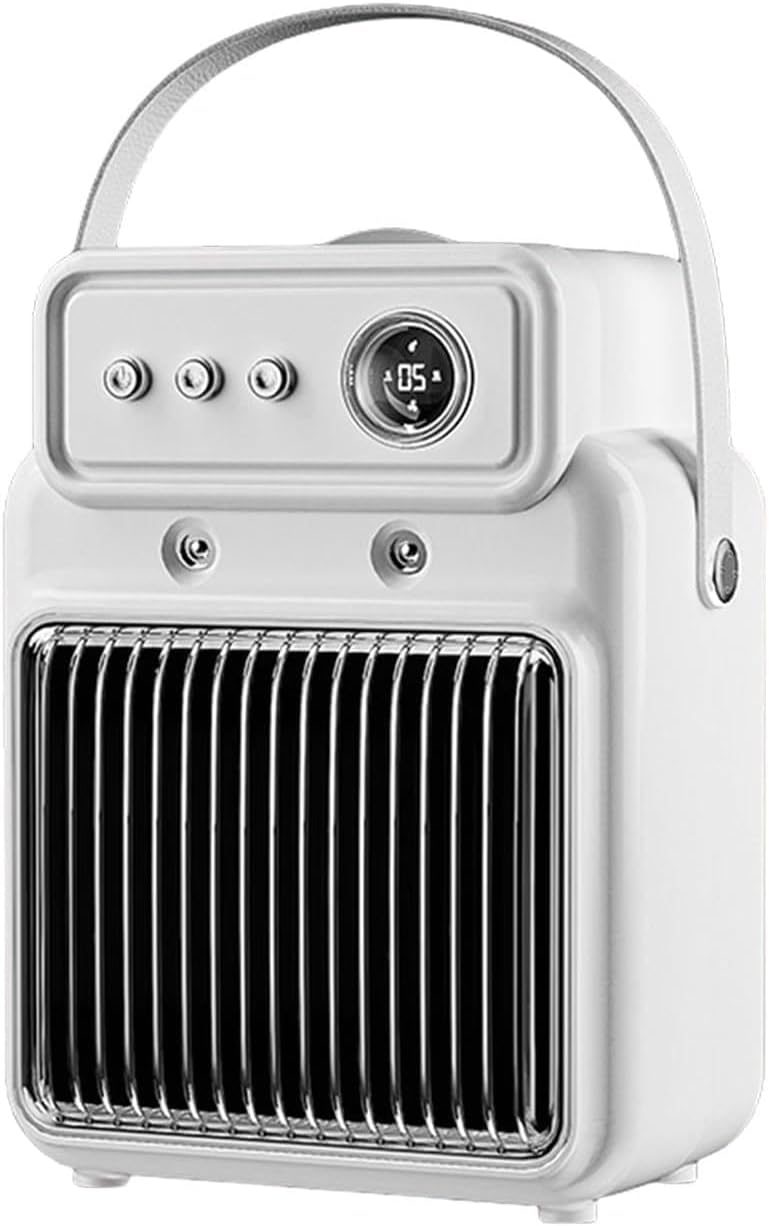 Cichy grzejnik biurkowy, zabezpieczenie przed przegrzaniem, nawilżanie powietrza w pomieszczeniu, wentylator wewnętrzny, biały