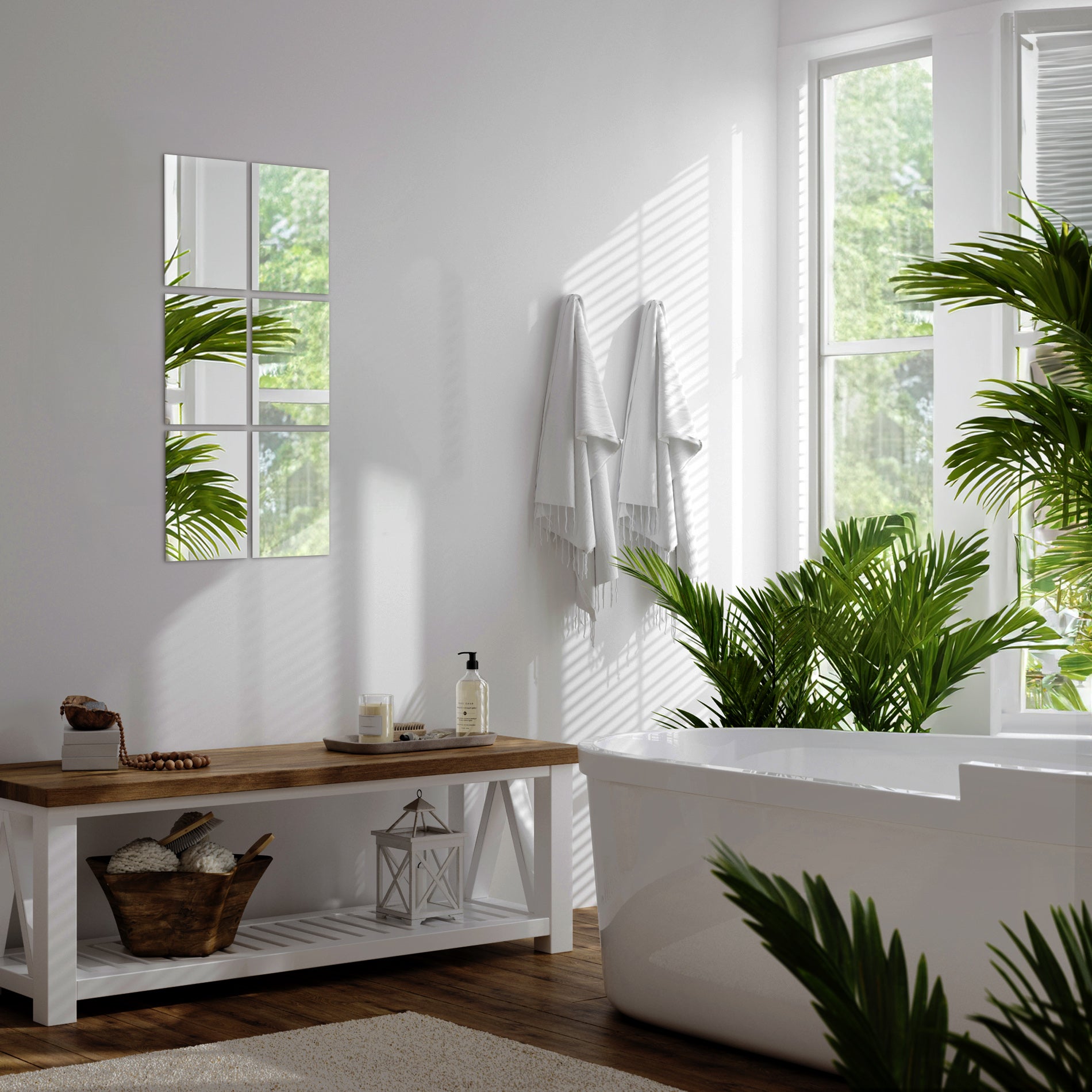 Lot de 6 Carreaux Miroir Autocollants 30x16 cm - Faciles à Appliquer, Effet Miroir - 5