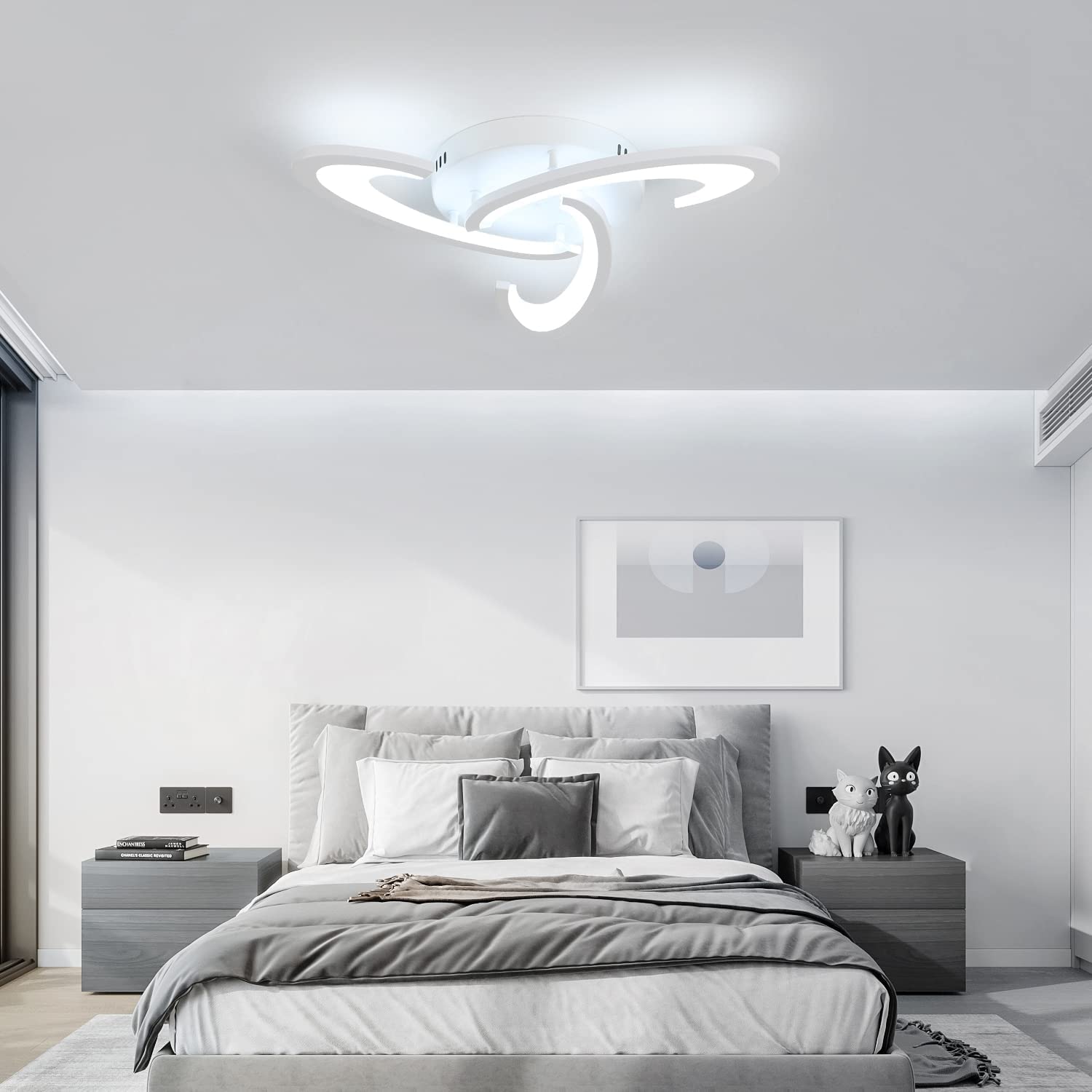 Plafoniera a LED Luci da soggiorno Lampada da soffitto dimmerabile Tipo di fiore Plafoniera in materiale acrilico per camera da letto Camera dei bambini Sala studio Corridoio Protezione degli occhi