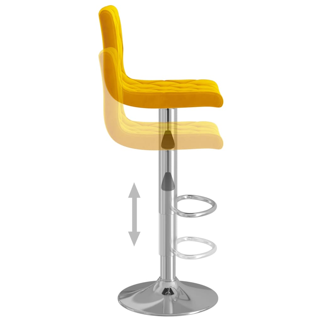 vidaXL Tabourets de bar lot de 2 jaune moutarde velours - 7