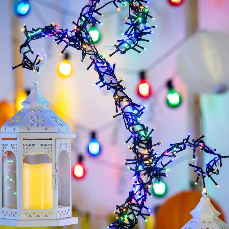 Catena lineare natalizia multicolor 320 led Ø5mm reflex 12,8 mt da interno o esterno - 5