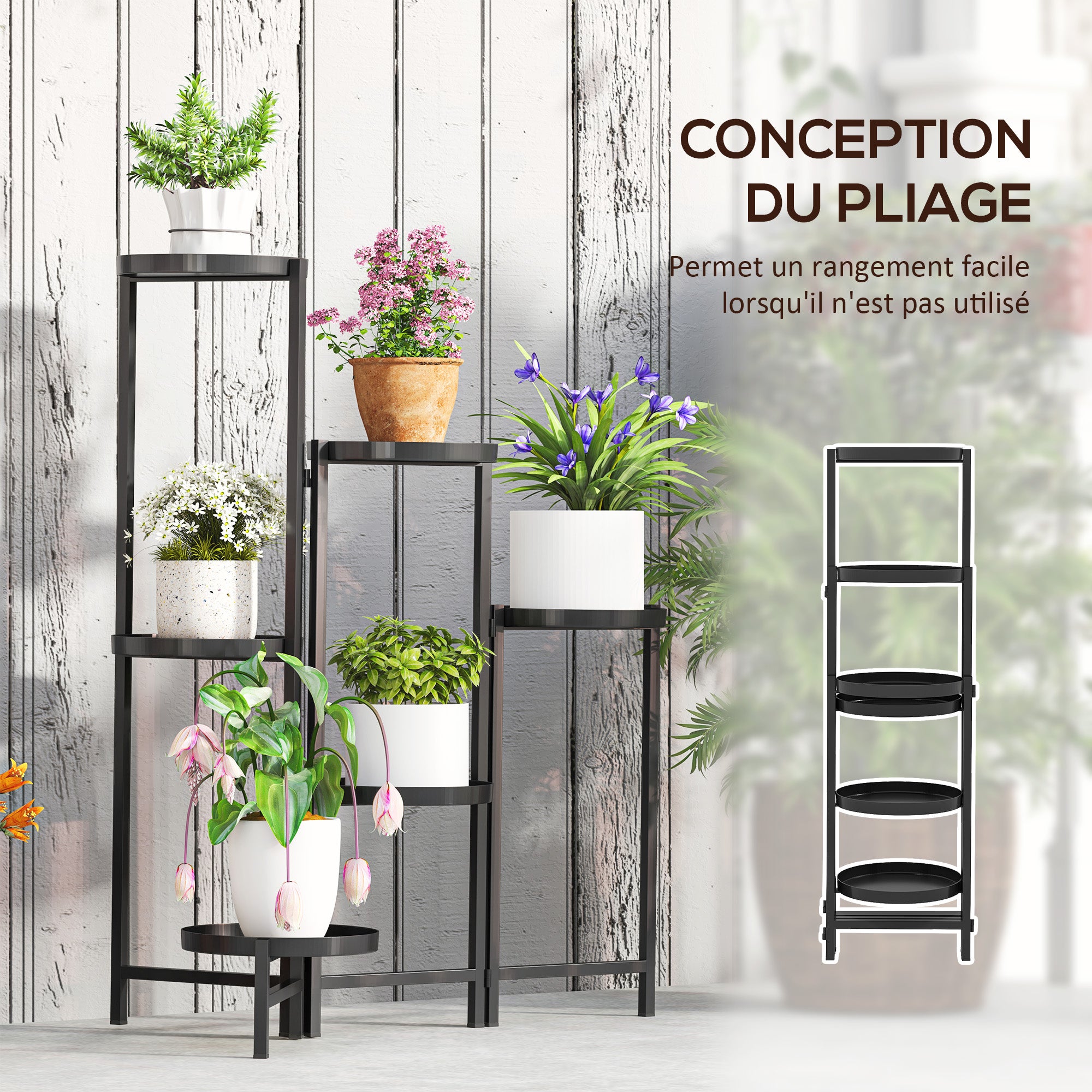 Support pour plantes Métal Outsunny - 5