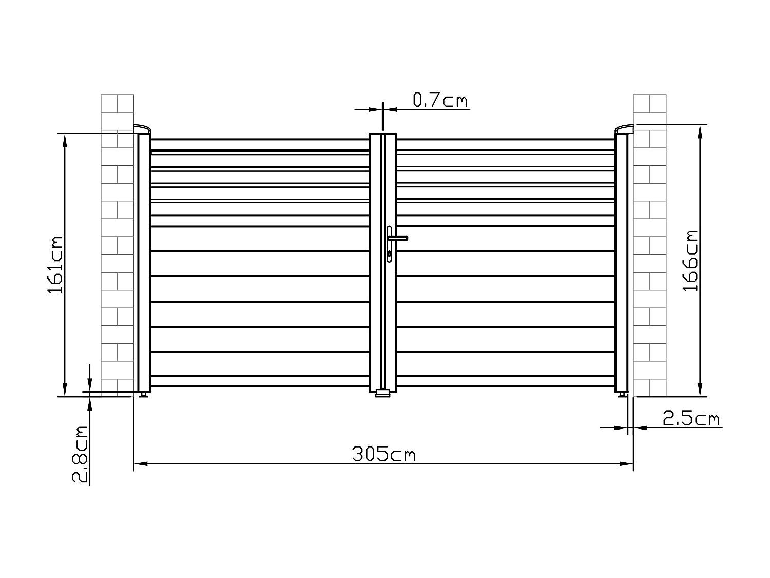 Portail électrique battant aluminium persienné L305 x H166 cm anthracite - VIAZO - 5