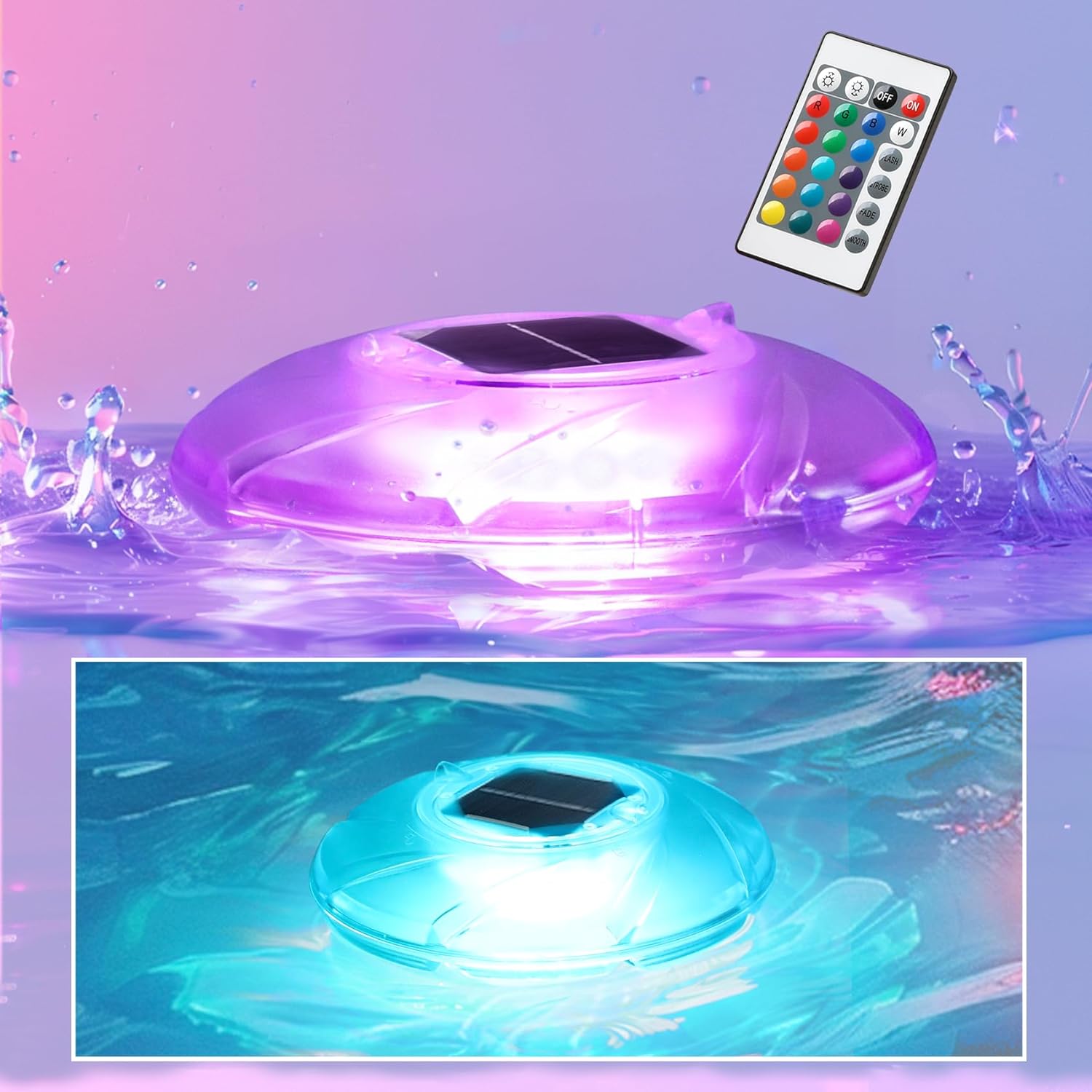 Galleggiante Solare per Cloro Piscina con Luce Colorata, Dispenser di