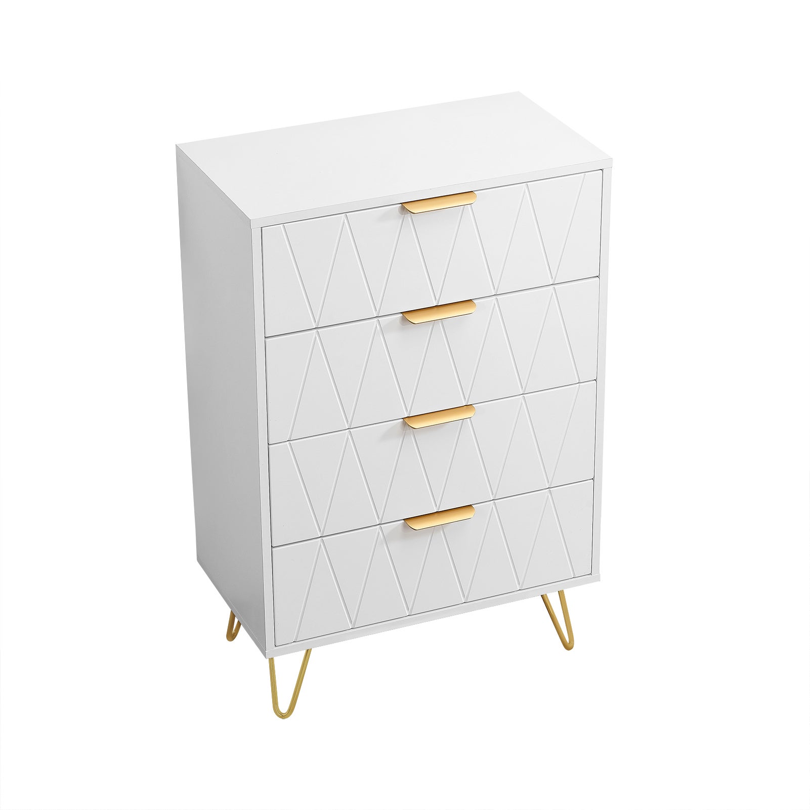 Commode 4 tiroirs, meuble rangement étroit blanc, armoire de stockage chambre salon entrée couloir, commode,60x34x90 cm - 8