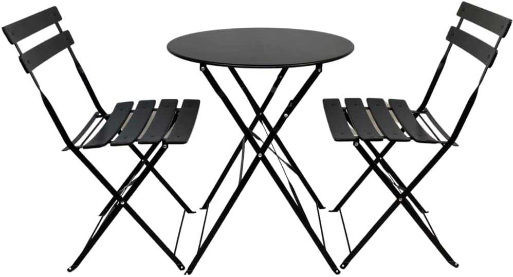 Ensemble table et chaises de jardin pliantes, aluminium, ensemble de salle à manger de mobilier d'extérieur - noir - 3