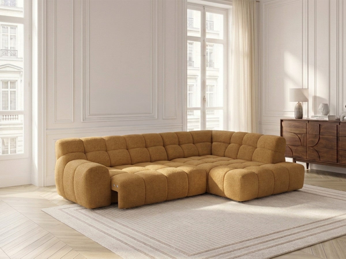 Canapé d'angle L convertible avance-recule électrique ANDRE tissu ...