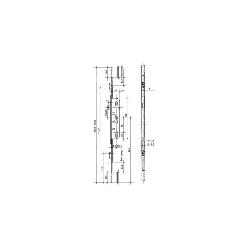 Crémone Barillet FERCO G-24534-20-L-1 2030mm 25/70 réversible - 2