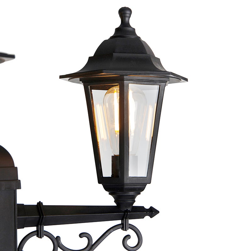 Qazqa classic-antique lanterne extérieure pour jardin - New Haven - noir, max. 15w, e27, 216.5cm, IP44, à 3 lumières - 6