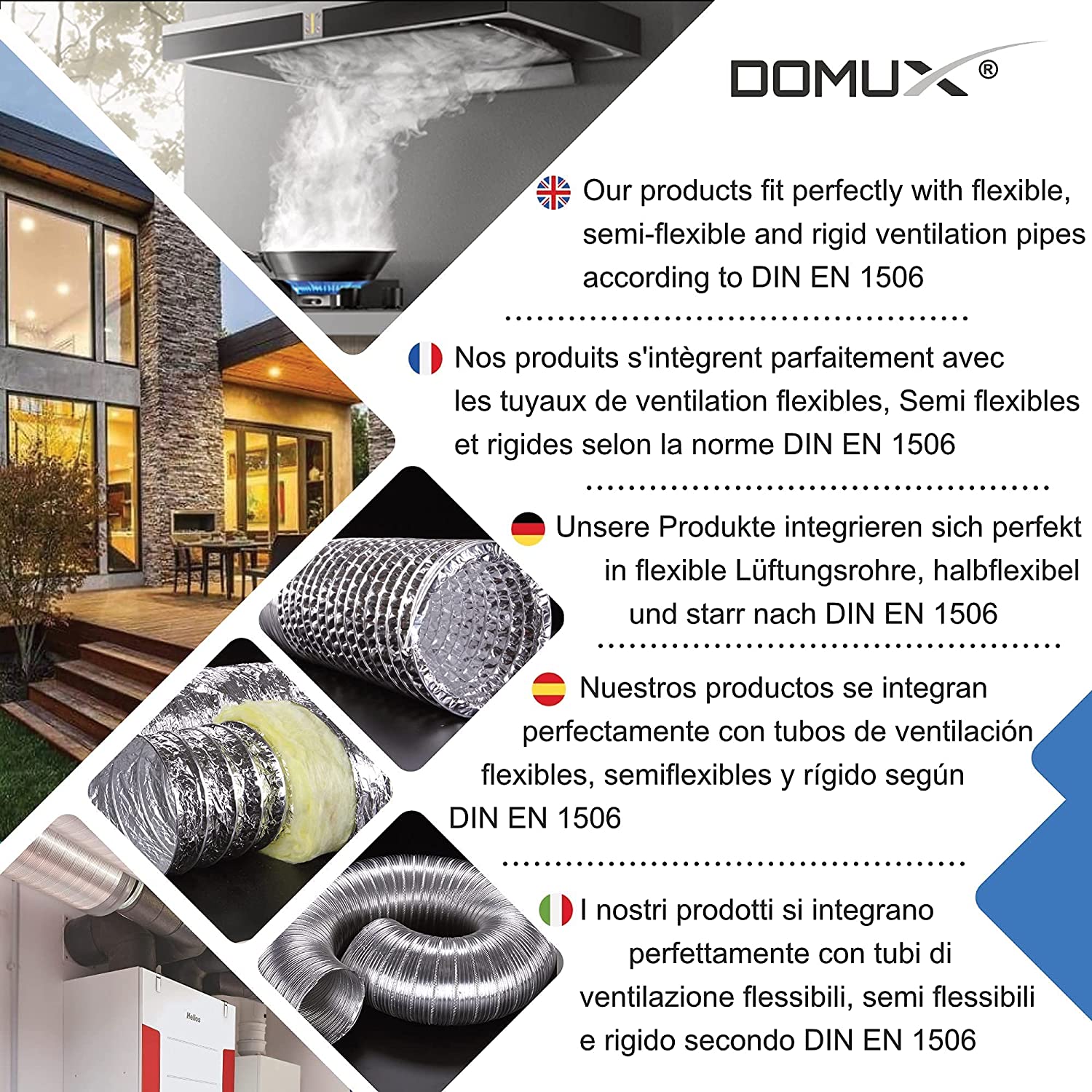 2 Colliers de serrage Inox 150 mm à entraînement par vis sans fin, plage de serrage 140-170mm pour conduits, gaines de ventilation, VMC et Hotte DN150 - 3