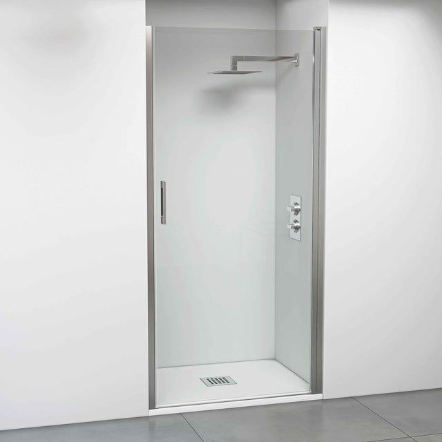 BELLOBATH - Paroi de douche à porte battante réversible - Verre transparent 6 mm anti-calcaire - Argent brillant - Largeur adaptable 81-84 cm