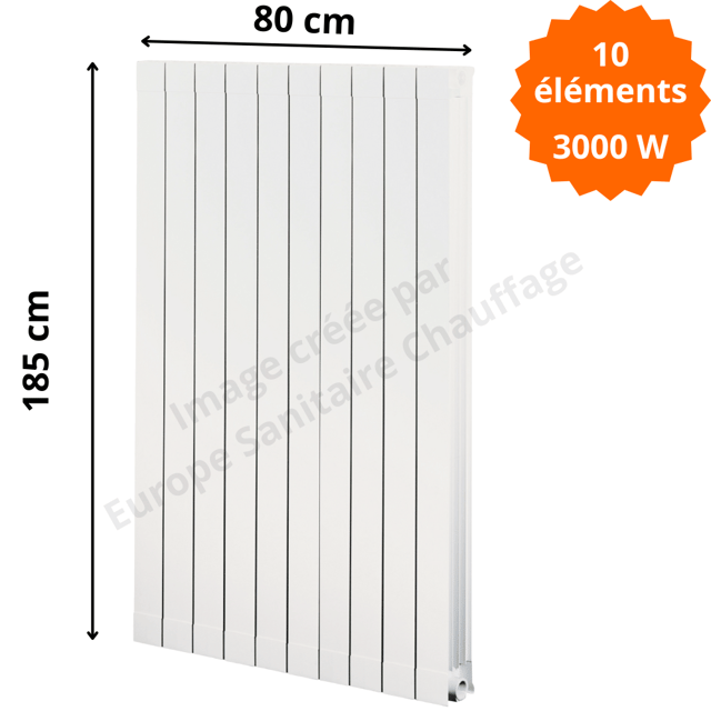Radiateur aluminium H.185 x 80 cm Oscar 1800 Deville 3000 W