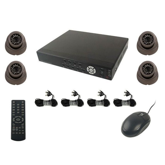 Kit Vidéo Surveillance 4 Caméras 1 3 Sharp Ccd 420 Tvl + Enregistreur ...