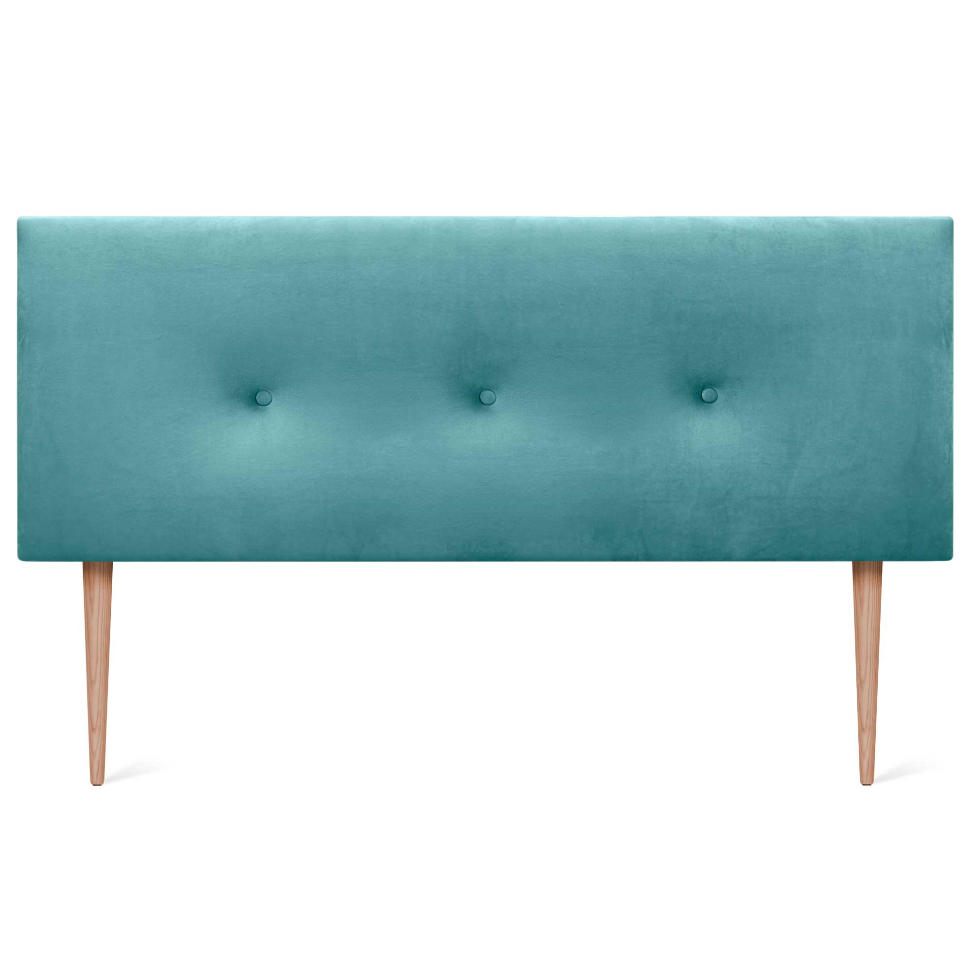 DHOME Testiera in velluto liscio con bottoni e gambe alta gamma moderna testiera imbottita per letto di lusso camera da (Turquoise, 160x115cm) - 3