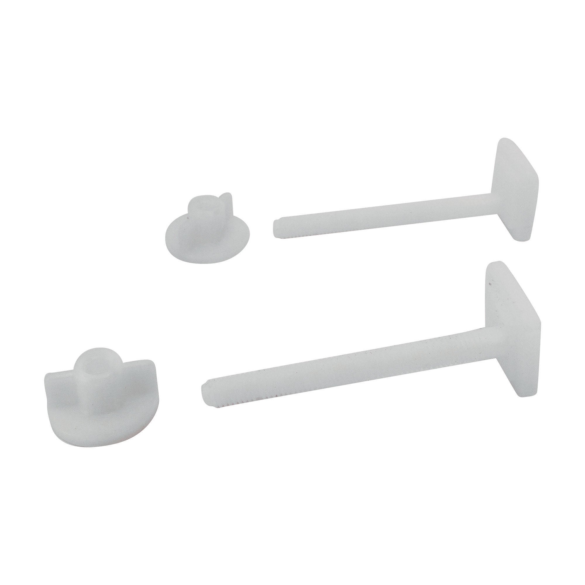 Fixation d'abattant WC avec 2 vis à tête carrée et 2 écrous - plast - 2